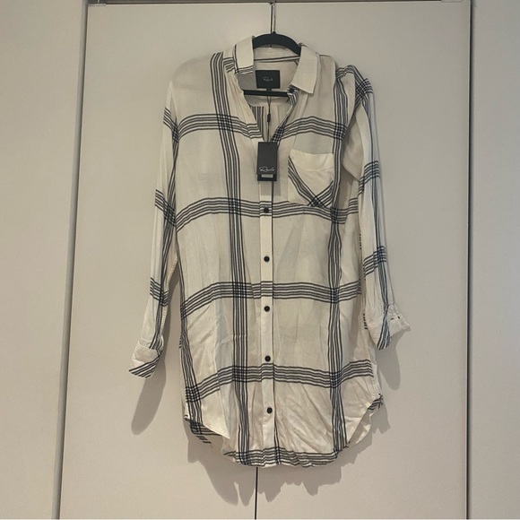 RAILS BIANCA SHIRTDRESS IN VANILLA AND INDIGO. SIZE SMALL - Picture 4 of 5